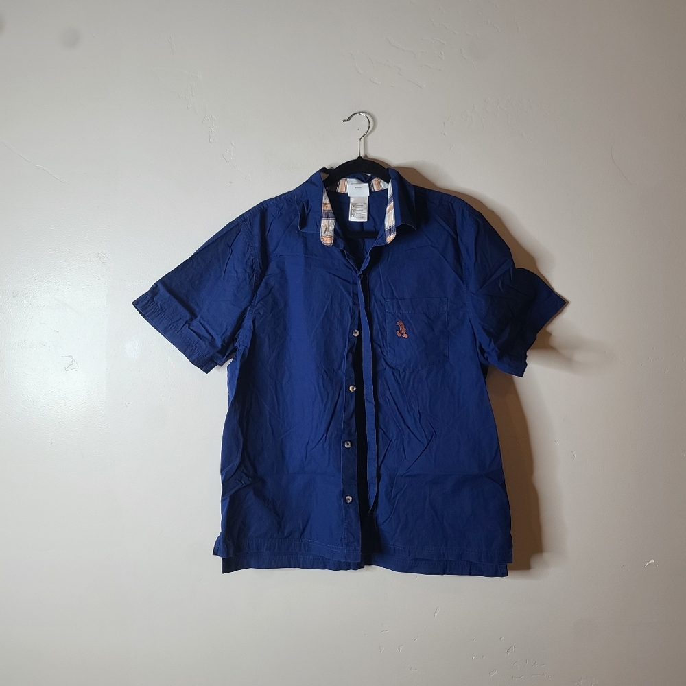 Disney Store Mens Blue Button Down Mickey Mouse Embroidery Size Medium